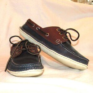 Quoddy Brown Blue Hand-Made Boat Mocs Size 6.5 Very Good Condition
